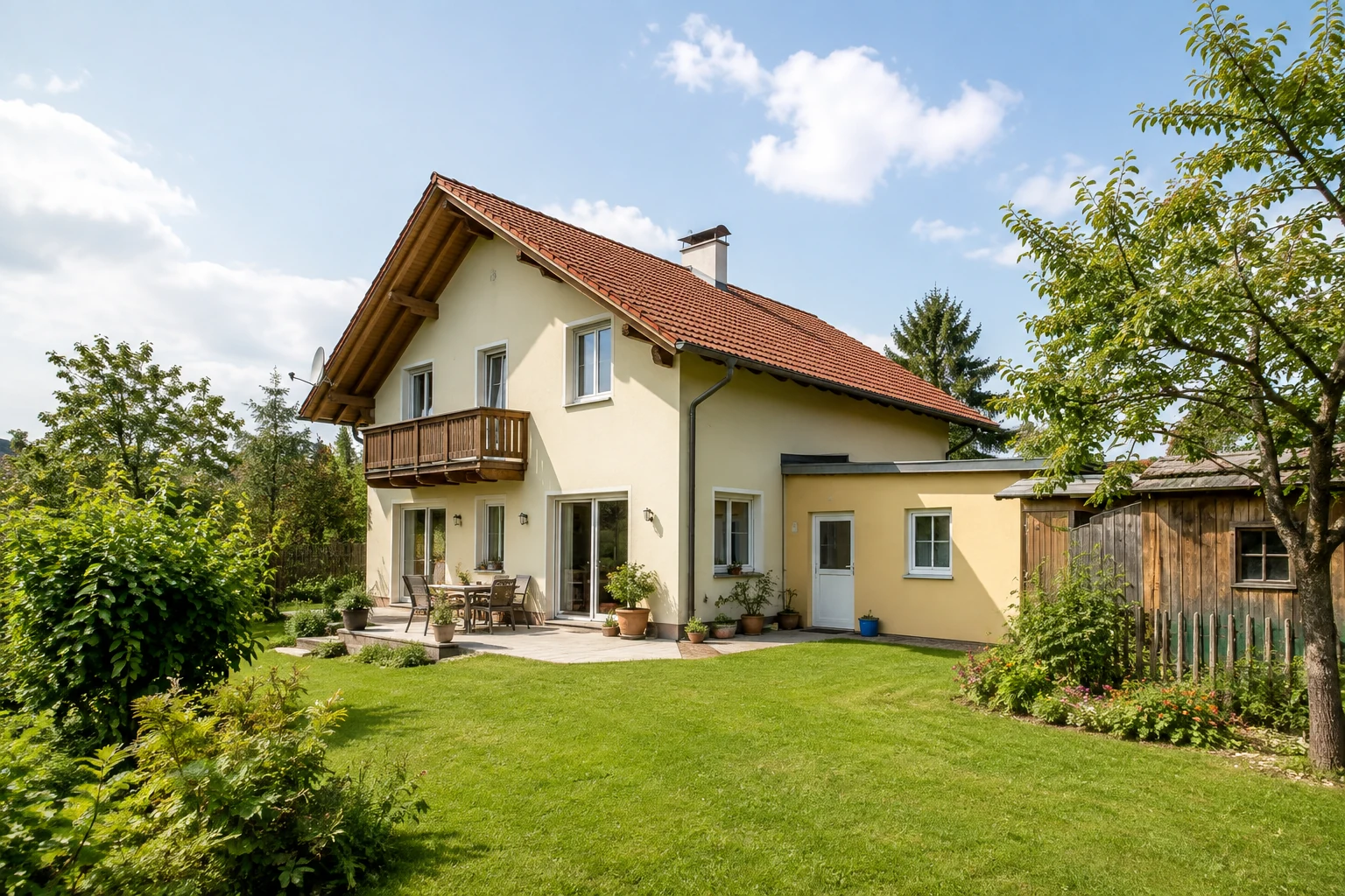 Österreichisches Wohnhaus mit Garten, Terrasse und mehreren Wohnbereichen